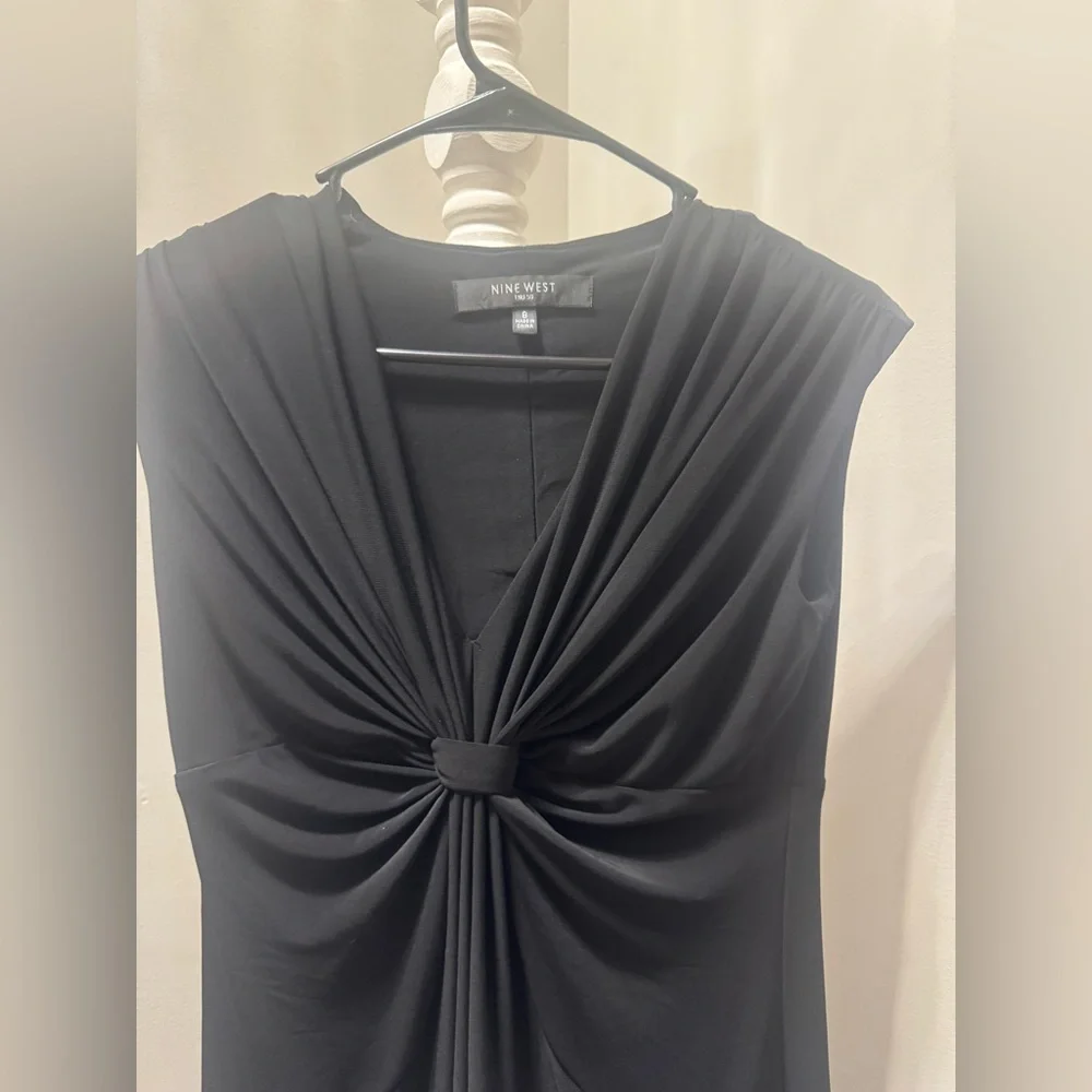 Nine West Black Knot Front Sleeveless Midi Dress Size 8 - Picture 2 of 6